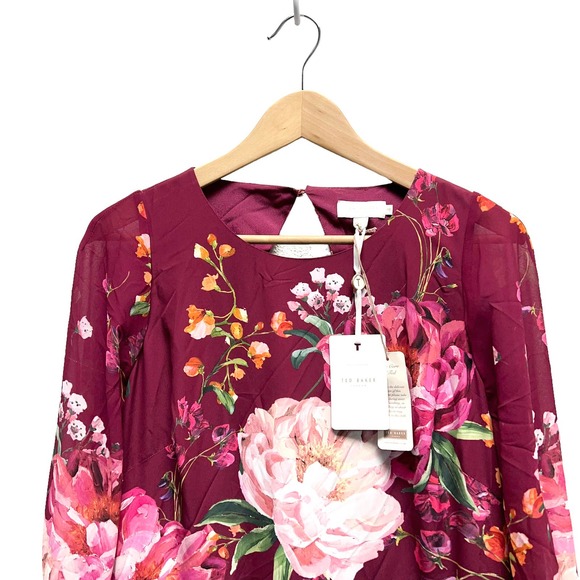 Ted Baker Serenity Contrast Pleated Floral Print Dress - Picture 5 of 10